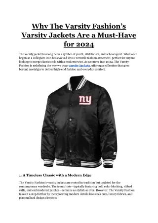 Why The Varsity Fashion’s Varsity Jackets Are a Must-Have for 2024