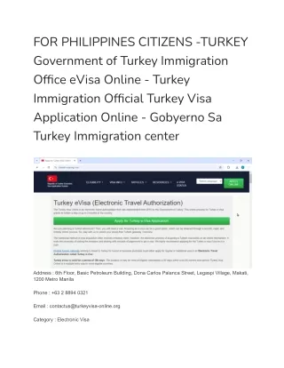 FOR PHILIPPINES CITIZENS -TURKEY Government of Turkey Immigration Office eVisa Online - Turkey Immigration Official Turk