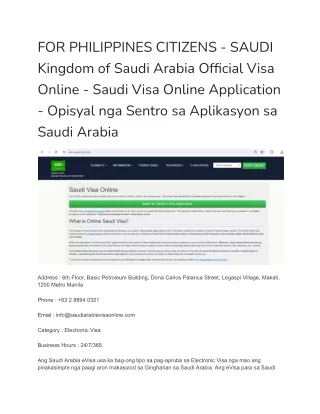 9th FOR PHILIPPINES CITIZENS - SAUDI Kingdom of Saudi Arabia Official Visa Online - Saudi Visa Online Application - Opis
