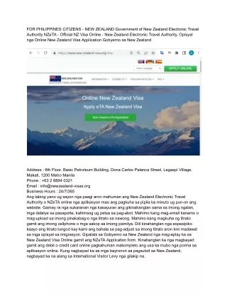7 FOR PHILIPPINES CITIZENS - NEW ZEALAND Government of New Zealand Electronic Travel Authority NZeTA - Official NZ Visa