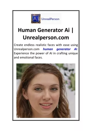 Human Generator Ai  Unrealperson.com