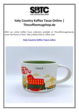 Italy Country Kaffee Tasse Online  Thecoffeemugshop.de