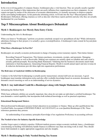 Top 5 Beliefs Concerning Bookkeepers Debunked