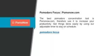 Pomodoro Focus   Pomonow.com