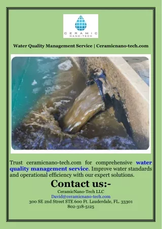 Water Quality Management Service  Ceramicnano-tech.com
