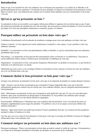 Comment créer une ambiance zen avec un présentoir en bois dans votre spa