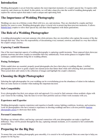 Through the Lens: A Glimpse into Wedding Photography