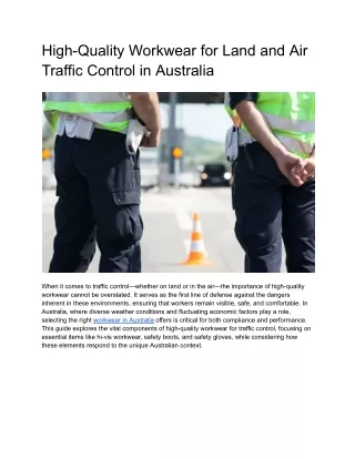 High-Quality Workwear for Land and Air Traffic Control in Australia