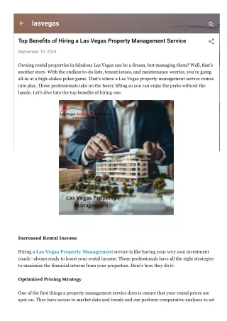 Top Benefits of Hiring a Las Vegas Property Management Service