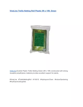 VineLine Trellis Netting Roll Plastic 5ft x 15ft, Green