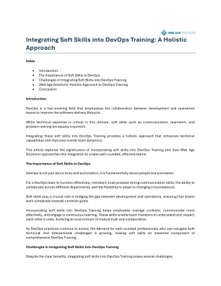 Integrating Soft Skills into DevOps Training A Holistic Approach