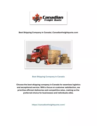 Best Shipping Company in Canada | Canadianfreightquote.com
