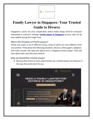 Family Lawyer in Singapore - Your Trusted Guide to Divorce