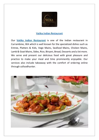 Vatika Indian Restaurant Currambine Menu | Order Online
