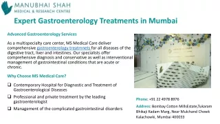 Get adviced by Expert Gastroenterologist Specialist in Mumbai |MS Medical Care