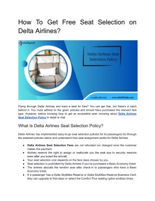How To Get Free Seat Selection on Delta Airlines