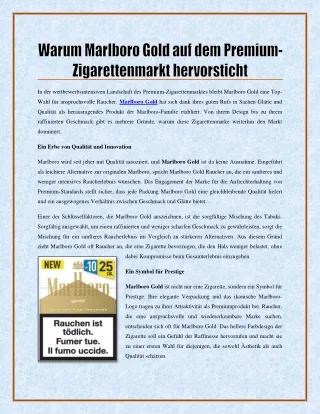 Warum Marlboro Gold auf dem Premium-Zigarettenmarkt hervorsticht