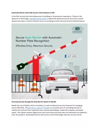 Automatic Barrier Gate with Access Control System in UAE
