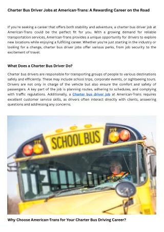 Charter Bus Driver Jobs at American-Trans A Rewarding Career on the Road