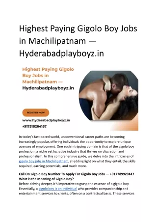 Highest Paying Gigolo Boy Jobs in Machilipatnam — Hyderabadplayboyz.in