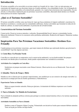 Inspiración Para Tus Próximas Vacaciones Sostenibles