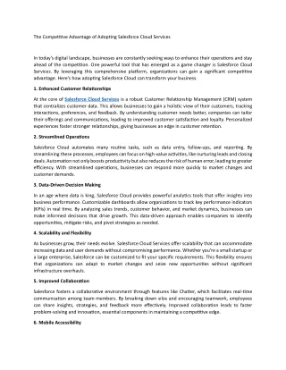 The Competitive Advantage of Adopting Salesforce Cloud Services