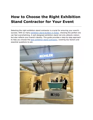 How to Choose the Right Exhibition Stand Contractor for Your Event