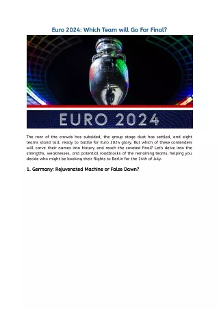 Euro 2024_ Which Team will Go For Final