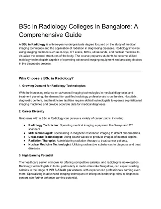 What is BSc in Radiology