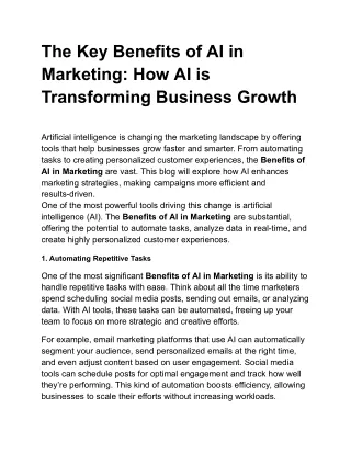 The Key Benefits of AI in Marketing: How AI is Transforming Business Growth