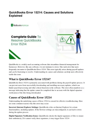 QuickBooks Error 15214: Causes & Solutions Explained