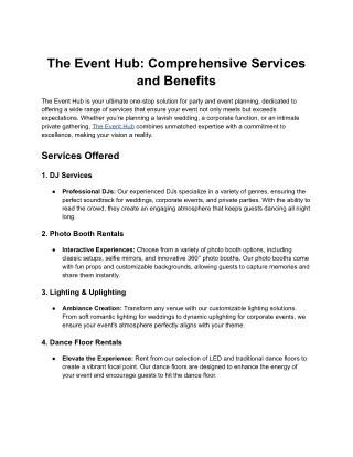 The Event Hub: Comprehensive Services and Benefits