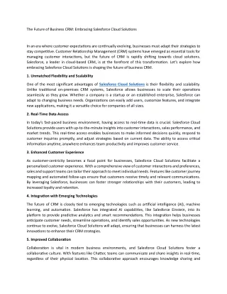 The Future of Business CRM Embracing Salesforce Cloud Solutions