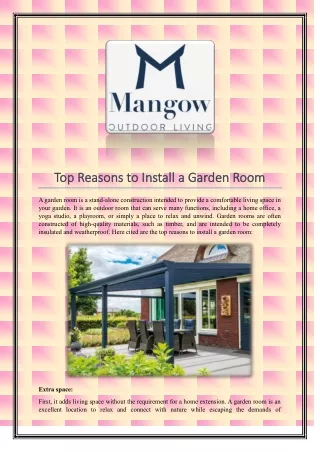 Top Reasons to Install a Garden Room