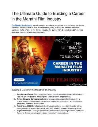 The Ultimate Guide to Building a Career in the Marathi Film Industry