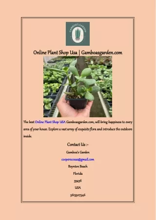 Online Plant Shop Usa  Gamboasgarden com