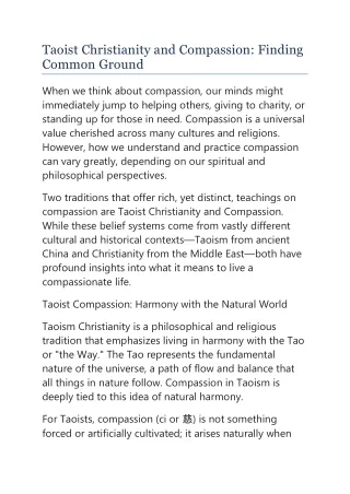 Taoist Christianity and Compassion