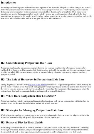 Treating Postpartum Hair Loss: Strategies for New Moms