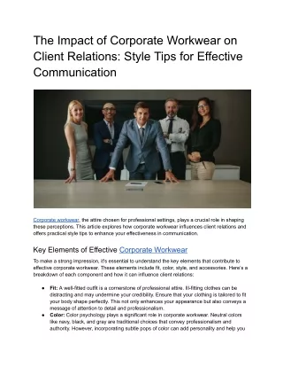 The Impact of Corporate Workwear on Client Relations_ Style Tips for Effective Communication