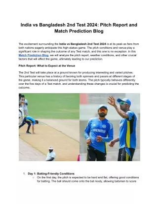India vs Bangladesh 2nd Test 2024_ Pitch Report and Match Prediction Blog