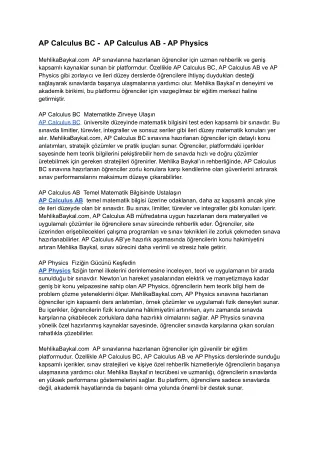 AP Calculus BC -  AP Calculus AB - AP Physics