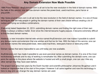 Any Domain Extension Now Made Possible