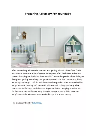Preparing A Nursery For Your Baby