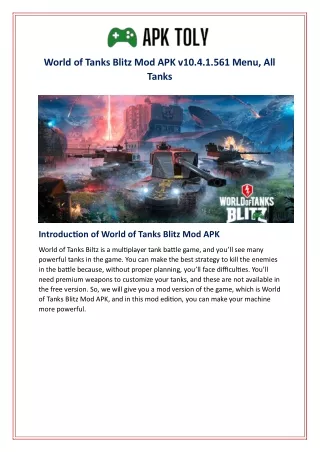 World of Tanks Blitz Mod APK v10.4.1.561 Menu, All Tanks