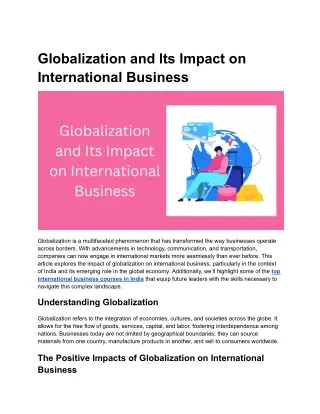 Globalization and Its Impact on International Business