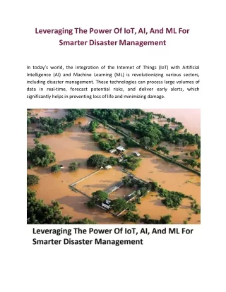 Leveraging The Power Of IoT, AI, And ML For Smarter Disaster Management