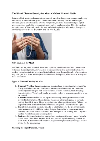 Redefine Elegance: Diamond Jewelry for Men