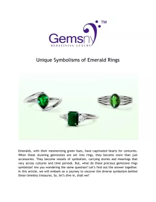 Unique Symbolisms of Emerald Rings