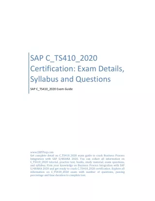 SAP C_TS410_2020 Certification: Exam Details, Syllabus and Questions