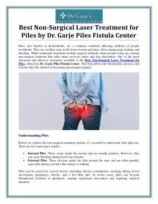 Discover the Best Non-Surgical Laser Treatment for Piles